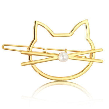Whiskered Cat Pearl Hair Clip
